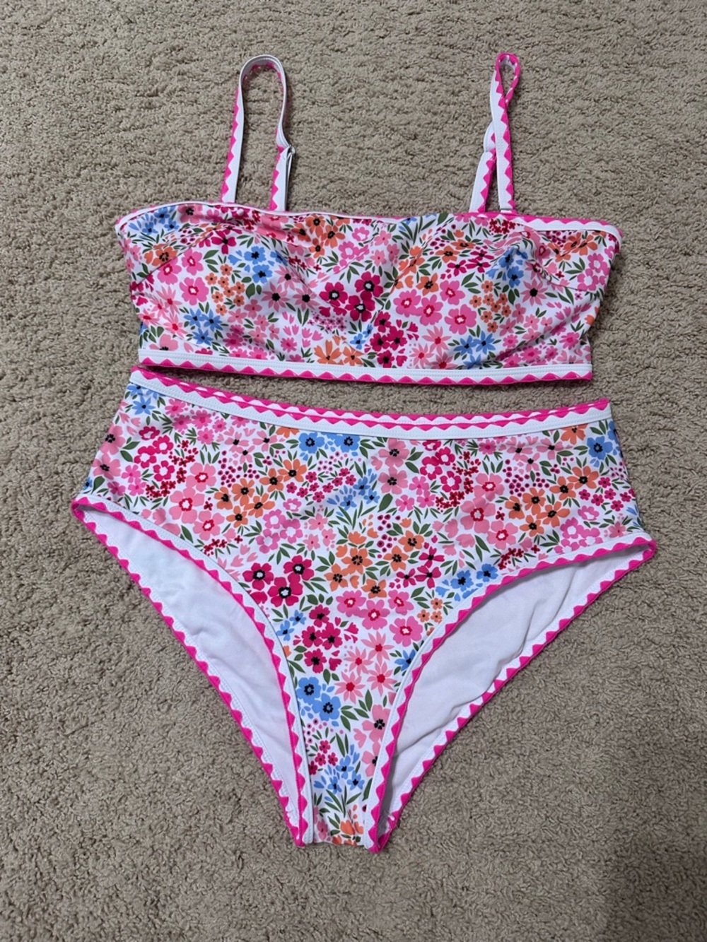 SHIEN Floral High-Waist Two-Piece Bikini